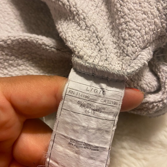 ROXY light grey raw hem pullover pink drawstring hoodie Large - Picture 6 of 9